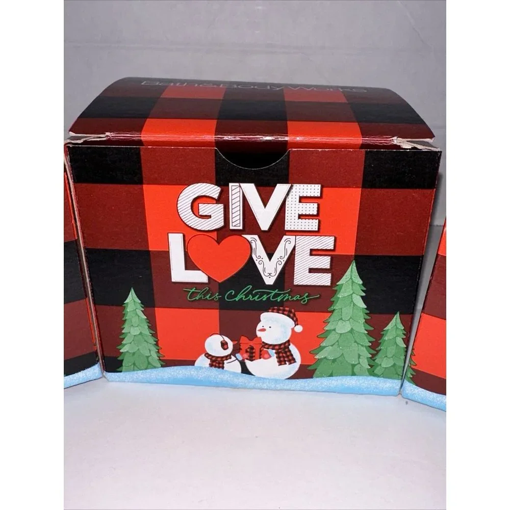 Bath & Body Works Christmas Snowmen 3 Wick Candle Gift Box Boxes Give Love 3